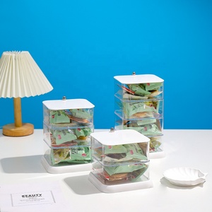 Contenitore per Alimenti <span class=keywords><strong>da</strong></span> <span class=keywords><strong>Scrivania</strong></span> Rotante a 360° Multistrato in Plastica Trasparente per Caramelle, Frutta Secca e Snack - Product Image 1