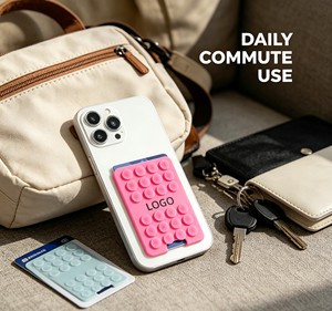 Custom Logo Printed Adhesive Back Silicone Phone Card Holder Credit Card Pocket for Business Campaign Corporate Promotional Gift - Product Image 6