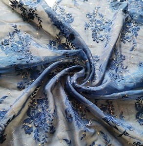 <span class=keywords><strong>Tissu</strong></span> organza décoratif floral, étoffe en dentelle pour robe de bal de promo, nouvelle collection européenne - Product Image 1