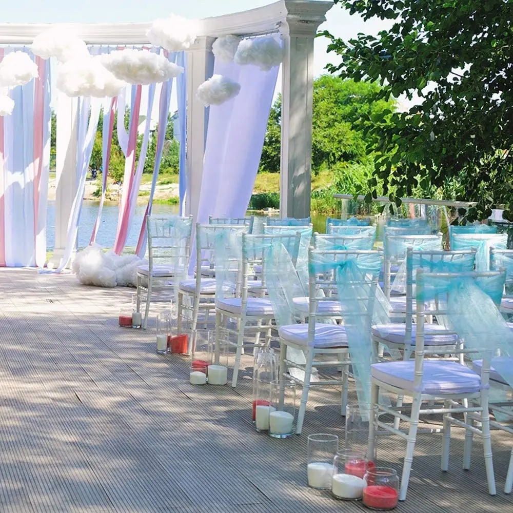 Çin üretici ucuz organze kumaş düğün dekorasyon sandalye Sashes düğün olaylar ziyafet ev mutfak dekorasyon