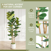 Ficus lyrata artificiel avec pot décoratif blanc, plantes artificielles modernes, verdure artificielle avec pot