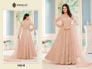 Vestido Anarkali de Diseñador de Primera Calidad con Bordado y Lentejuelas Disponible a Precio de Exportación - Product Image 3