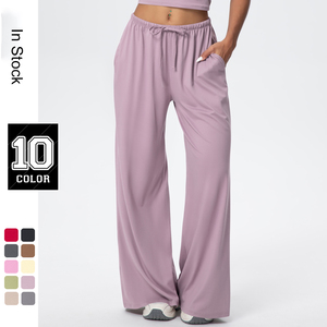 <span class=keywords><strong>Pantalon</strong></span> <span class=keywords><strong>de</strong></span> yoga pour <span class=keywords><strong>femme</strong></span>, confortable, brossé, taille haute, jambe large, avec taille élastique et poches - extensible dans les quatre sens, sport décontracté - Product Image 1
