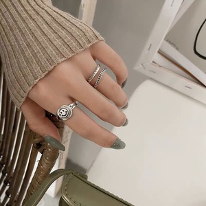 Anillo de plata de ley S925 con cara sonriente para mujer, diseño vintage de Hip Hop, abertura hueca irregular, regalo de joyería - Product Image 5