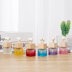 Square Frosted Colored Empty 8ml Car Perfume Fragrance Bottle Car Air Freshener Perfume <strong>Diffuser</strong> Bottle With <strong>Vent</strong> <strong>Clip</strong> - Product Image 2