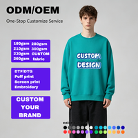 Sweat-shirt col rond homme en coton épais, personnalisable avec logo, style streetwear hiver, avec poignets et ourlet côtelés et épaules tombantes