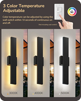 Lampu Dinding Luar Ruangan LED Modern Dapat Diredupkan Warna Hitam Lampu Dinding Luar Ruangan IP65 untuk Pintu Masuk Lorong Garasi Beranda