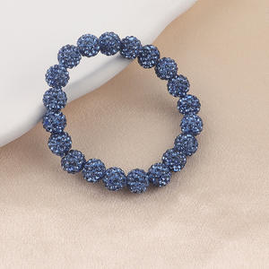 Buatan tangan kristal berlian imitasi tanah liat bola bisbol manik-manik gelang elastis Pria Wanita mode trendi Hip Hop perhiasan - Product Image 6