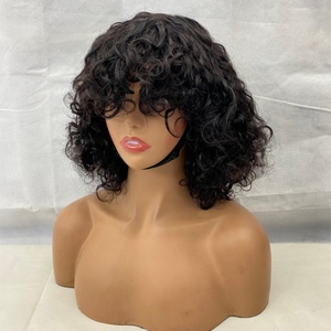 Jerry Curly Raw <span class=keywords><strong>Vietnam</strong></span> Hai 100% Pelucas de cabello humano atadas a mano 10 pulgadas Longitud corta Color transparente - Product Image 3