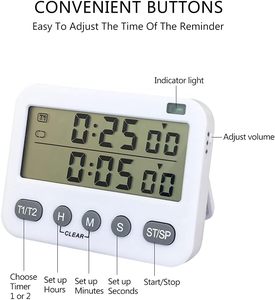 Màn hình HD Đồng hồ báo thức đa chức năng Âm thanh đèn <span class=keywords><strong>flash</strong></span> Nhắc nhở rung Chức năng bộ nhớ Hẹn giờ nhà bếp kỹ thuật số Đồng hồ đếm ngược - Product Image 2