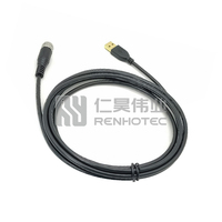 M12 4 pines código A hembra a USB 2,0 conjunto de cable macho 3M AWG26
