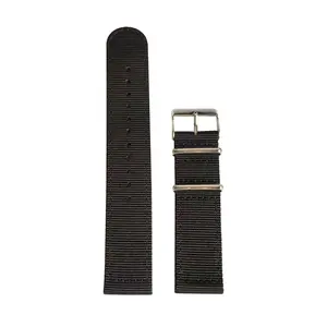 经典黑色表带优质编织2件套管状尼龙表带16 18 20 22 24 26毫米
