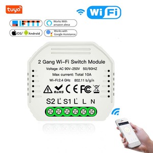 Mini Módulo de interruptor de atenuación de luz inteligente WiFi 2 Gang 2 Way funciona Alexa <span class=keywords><strong>Google</strong></span> <span class=keywords><strong>Home</strong></span> para Tuya Control remoto 10A 240V <span class=keywords><strong>Smart</strong></span> Life para - Product Image 2