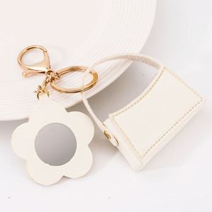 Portable Flower <b>Small</b> <b>Mirror</b> <b>Small</b> Curved Bag Key Chain Colorful Leather Creative Gift Pendant Key Chain - Product Image 2