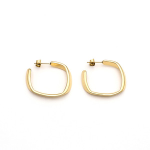 Minimalist Geometric Hoop Earrings Gold 18k Square Style For Women High End Colorfast - Product Image 5