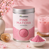 Poudre de matcha rose personnalisée, poudre de fruit du dragon, poudre de betterave, poudre de matcha rose
