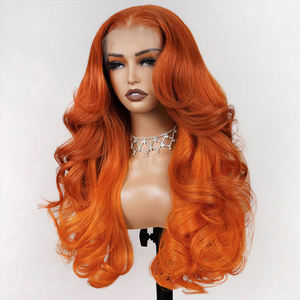 Cheveux indiens vierges HD pour perruque à dentelle frontale Body Wave Cosplay Blonde pour 13x4 Longue couleur orange <span class=keywords><strong>foncé</strong></span> à clair - Product Image 2