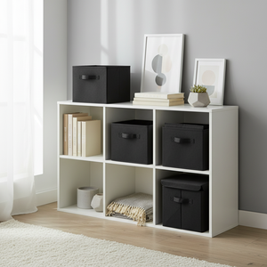 Capri Set di 4 cestini in tessuto nero pieghevole ed elegante soluzione di stoccaggio - Product Image 3