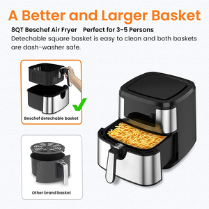 Freidora de aire de cesta doble de 9L, freidora de aire eléctrica con control de temperatura, horno de freidora de aire de potencia Digital - Product Image 6