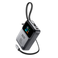 Batterie externe semi-solide MH857B avec cadre en alliage d'aluminium, charge rapide PD 45W/65W 20000mAh, affichage TFT rectangulaire AI pour 4 appareils