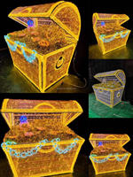 Weihnachtsdekorationsbeleuchtung individuelle goldene Regenbogen-Outdoor-3D-Geschenkbox dekorativ led Schatz Piraten-Kiste-Motiv-Lichtschachtel