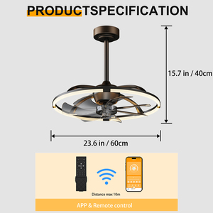 Modern LED <b>Ceiling</b> <b>Fan</b> with light <b>Remote</b> and APP <b>Control</b> Dimmable Light Reversible Dc motorfor Living Room Bedroom - Product Image 2