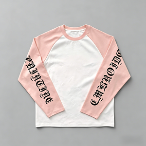 T-shirt Casual Oversize Personalizzata da <span class=keywords><strong>Uomo</strong></span> con Stampa Streetwear, Maglietta <span class=keywords><strong>a</strong></span> Maniche Lunghe con Inserti 100% Cotone Girocollo - Product Image 1