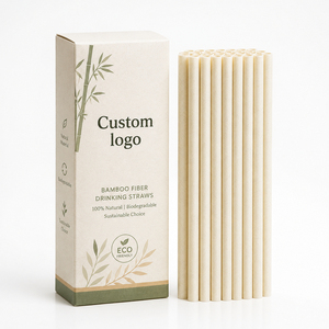 Compostable Bamboo Fiber Straight <b>Straws</b> Plant-Based Biodegradable Disposable <b>Drinking</b> Bamboo <b>Straw</b> <b>for</b> Hot & Cold Beverages - Product Image 3