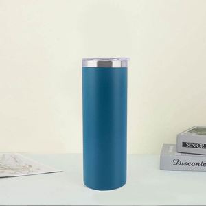 White Sublimation Blank Tumbler 20oz Skinny Stainless Steel Straight Mug with <b>Metal</b> <b>Straw</b> and Lid Included - Product Image 3