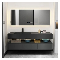 Meuble-lavabo mural en bois massif laqué foncé de conception moderne pour hôtels et appartements