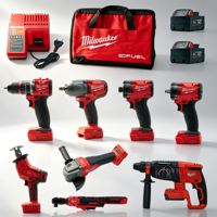Kit combiné d'outils Milwaukee Fuel, 8 outils électriques avec batteries, chargeur et sac de transport