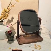 Miroir de courtoisie de table minimaliste en bois de noyer et cloisonné