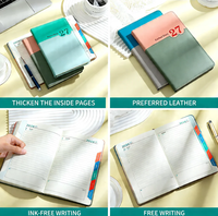 Agenda spirale A5 2027, 160 pages, papier épais 80g, couverture en cuir, design vert rose, cadeau de haute qualité, agenda parfait pour la planification quotidienne et hebdomadaire