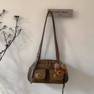 Fashion style zipper closure design brown Pu leather women's shoulder bag tote bag - Product Image 3