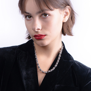 Cadena de Eslabones Circulares Anchos de Acero Inoxidable Pulido de Alta Calidad, Joyería Simple y Moderna para Mujer, Collar P203181 - Product Image 6
