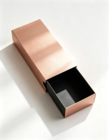 Boîte cadeau rigide à tiroir coulissant en or rose, boîte à logo personnalisé, boîte d'emballage rectangulaire noire à l'intérieur pour cosmétiques et bijoux