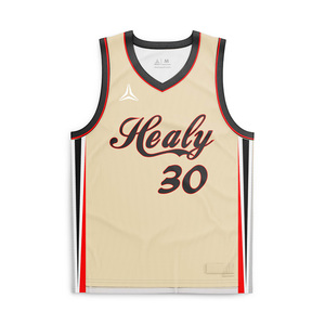 Camiseta de Baloncesto Retro Healy Beige para Hombre, Sin Mangas, Cuello en V, Malla Transpirable, Impresión Sublimada, Corte Regular para Adulto - Product Image 1