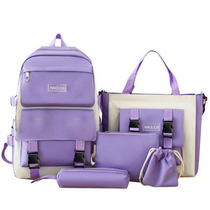 Mochila de Lona MKW2041, Juego de <span class=keywords><strong>5</strong></span> Piezas, Mochila para Estudiantes, Mochila Universitaria Femenina con Bolso de Hombro y Estuches para Lápices - Product Image 5