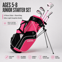 Ensemble de clubs de golf junior 4 pièces avec sac de transport, logo personnalisé, pour enfants de 5 à 8 ans, droitier, ultra-léger, manche en graphite, poignée en caoutchouc