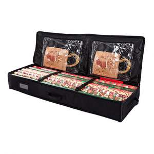 Conteneurs de rangement pour accessoires de décoration de Noël de grande capacité, sac de rangement pour papier d'emballage avec poches intérieures - Product Image 1