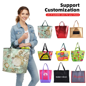 Chất lượng cao có thể gập lại sinh thái nhiều lớp rept dệt Túi tái sử dụng tái chế hàng tạp hóa mua sắm Tote Túi - Product Image 4