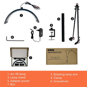 Lampe LED professionnelle pour tatouage de cils de salon, 16 pouces de haut, 3 couleurs, intensité réglable, design demi-<span class=keywords><strong>lune</strong></span> noir et blanc - Product Image 3