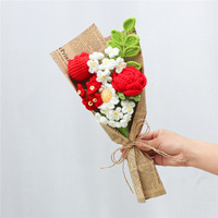 Bouquet de fleurs en laine crochetée, roses, tulipes, tournesols, arrangement floral réaliste fait main pour petite amie, meilleure amie