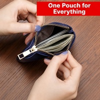 Dompet Koin PU Ber-resleting Unisex Mini Wallet Clutch Kulit Lembut Ultra-Tipis Minimalis Tempat Kunci dan Kartu OEM