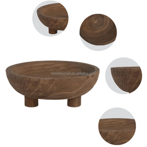 Moderne handgemaakte ecologische decoratieve houten snoepkom, mini-pootjes, voor het serveren van groentesalade en rijst op feestjes - Product Image 2