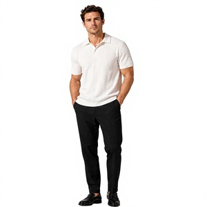 Camiseta Polo Blanca de Punto para Hombre, Manga Corta, Textura Acanalada, Suave, Informal, para Oficina, Proveedor OEM Personalizado, Venta al Por Mayor - Product Image 5