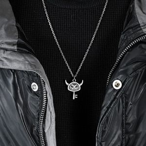 Cross-border retro distressed niche personality devil key <b>titanium</b> steel necklace stainless steel minimalist unisex pendant - Product Image 2