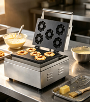 Machine à mini-beignets et gaufres automatique professionnelle 6 grilles, antiadhésive, électrique, en acier inoxydable, équipement de préparation de snacks pour boulangerie et café