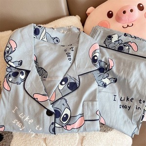 Set <span class=keywords><strong>Pigiama</strong></span> All'ingrosso a Maniche Lunghe con Personaggio Stitch Stile Cartone Animato, <span class=keywords><strong>Pigiama</strong></span> Kawaii di Stitch per Ragazze e Signore, Completo Casual Carino per il Tempo Libero - Product Image 3