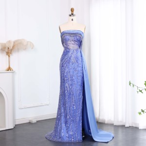 Jancember LSZ024 Asymmetric Sleeveless Lace-up Rhinestone Evening Prom Dresses - Product Image 1